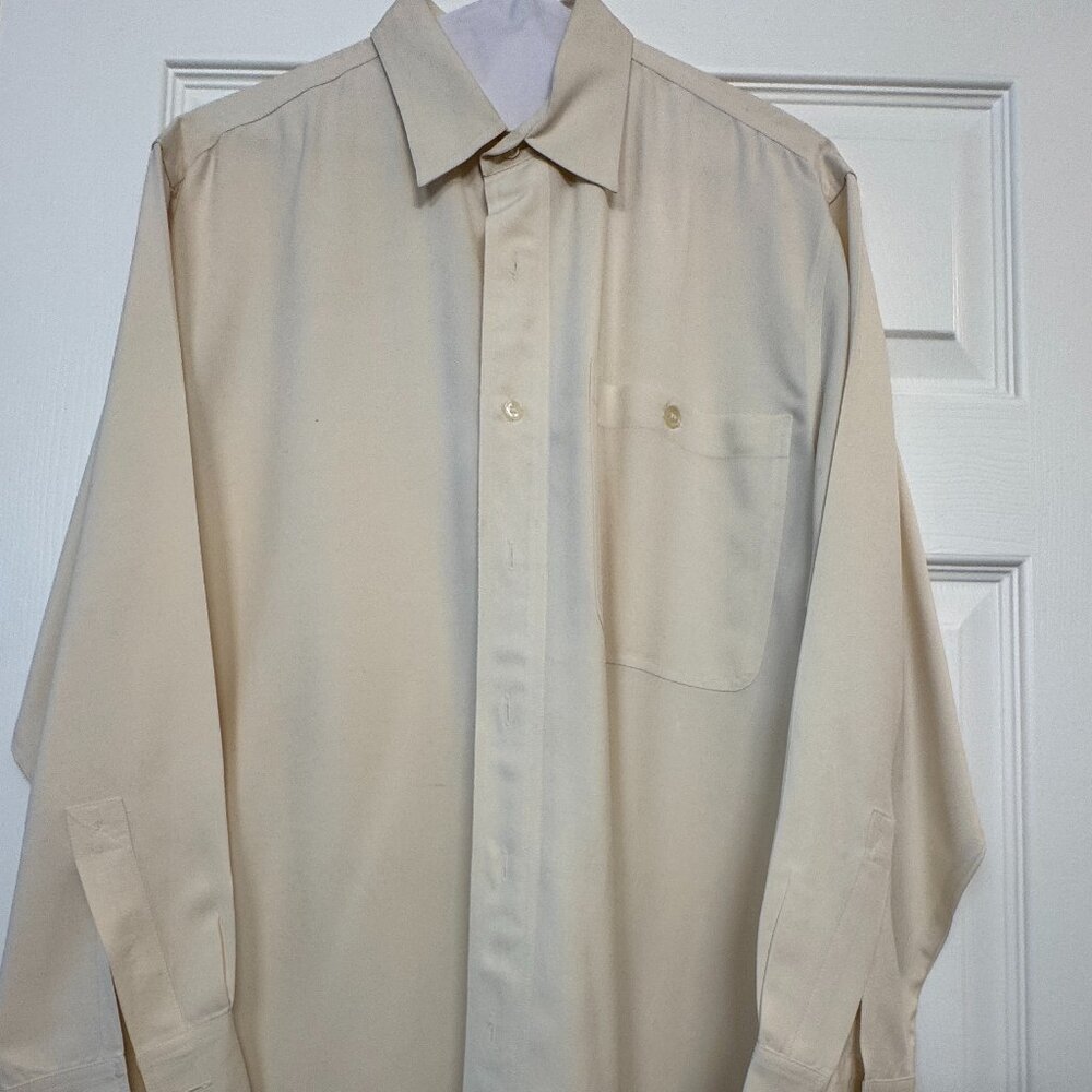 Long-sleeved washed silk blouse - cream color, women's medium